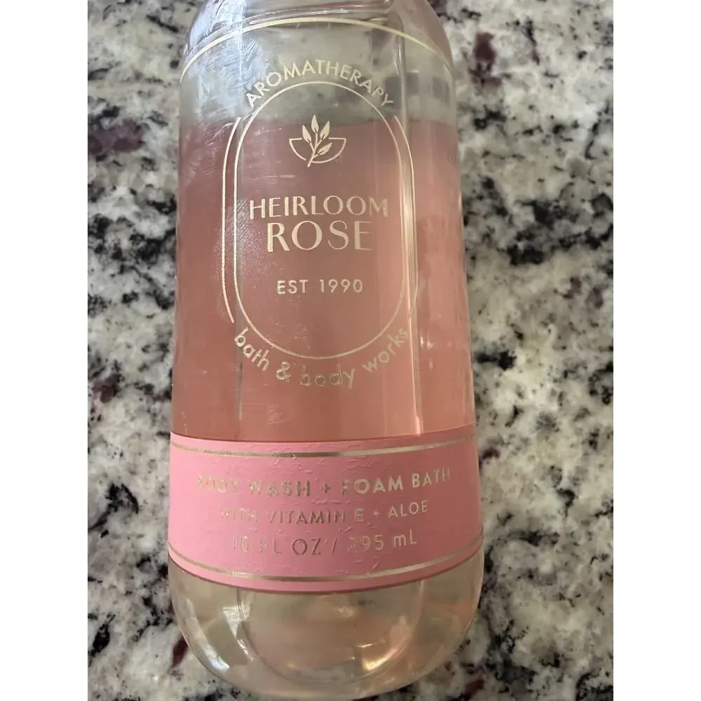 2 X Bath & Body Works Aromatherapy Heirloom Rose Body Wash & Foam Bath 10 floz
